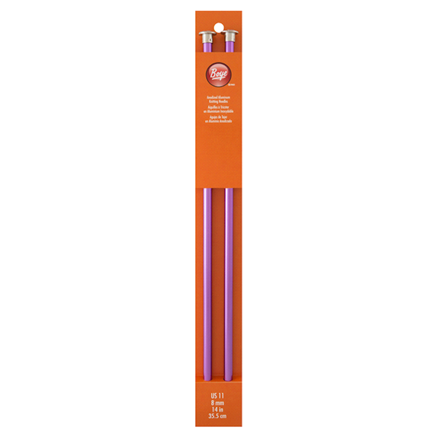 Boye Aluminum Straight Knitting Needles 14" (Sizes 11 & 15)