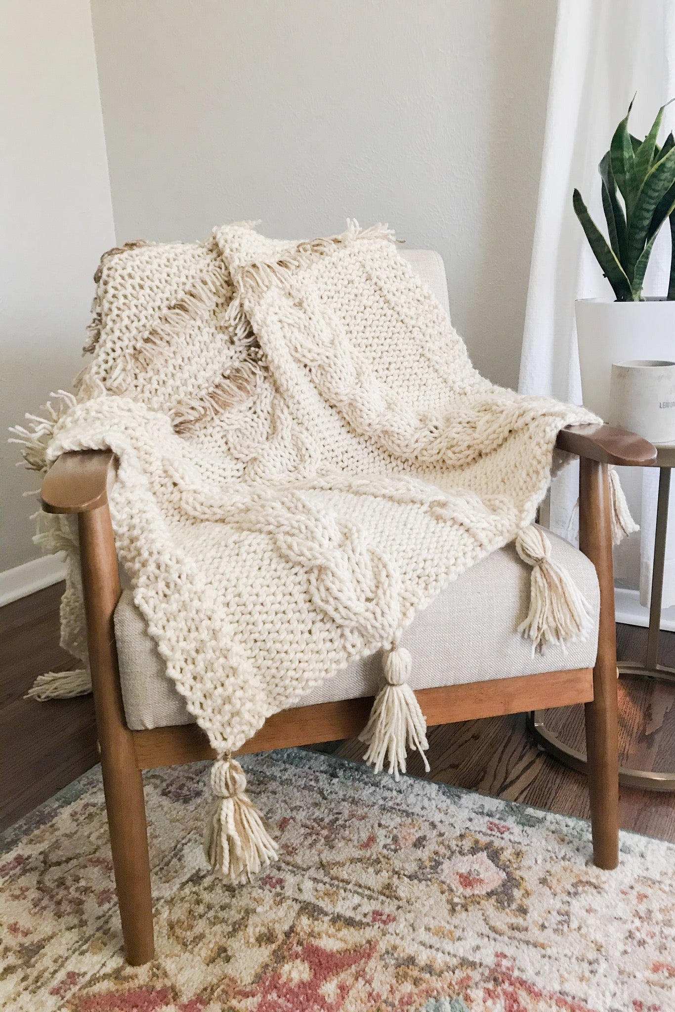 Knit Kit - Fringe Cable Throw