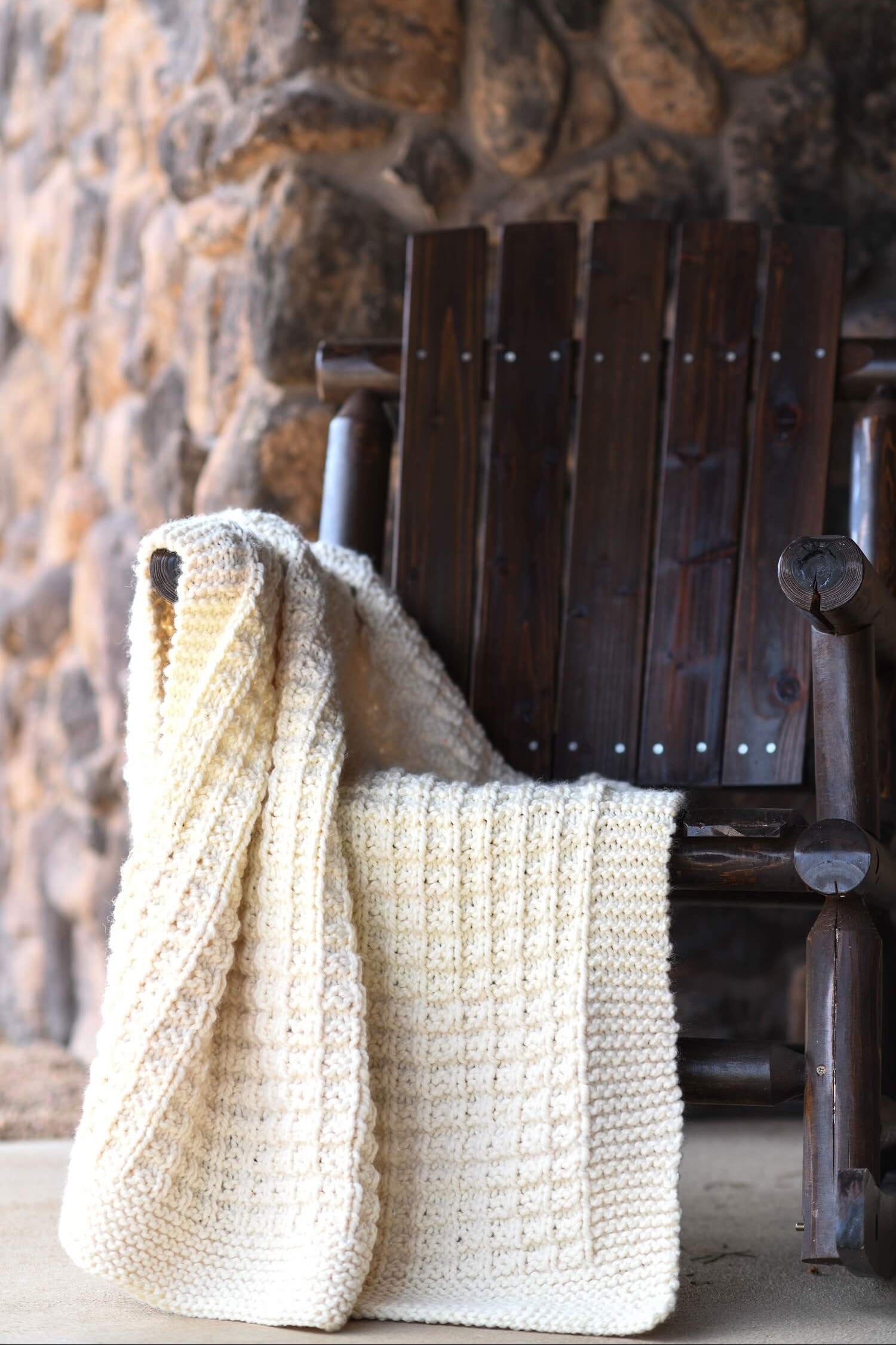 Knit Kit - Wintery Waffle Stitch Throw