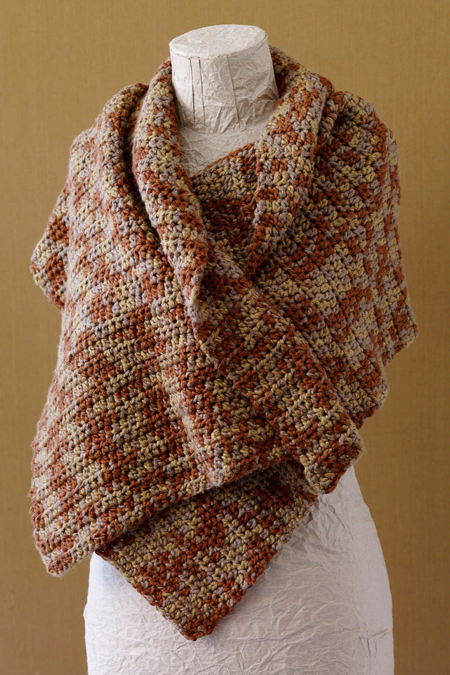 Caramel Tweed Shawl (Crochet) - Version 2