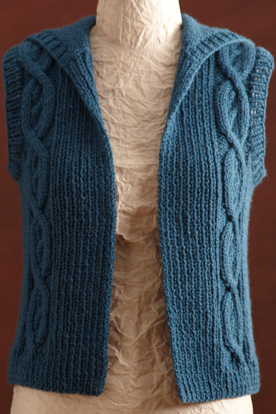 Cabled Teal Vest (Knit)