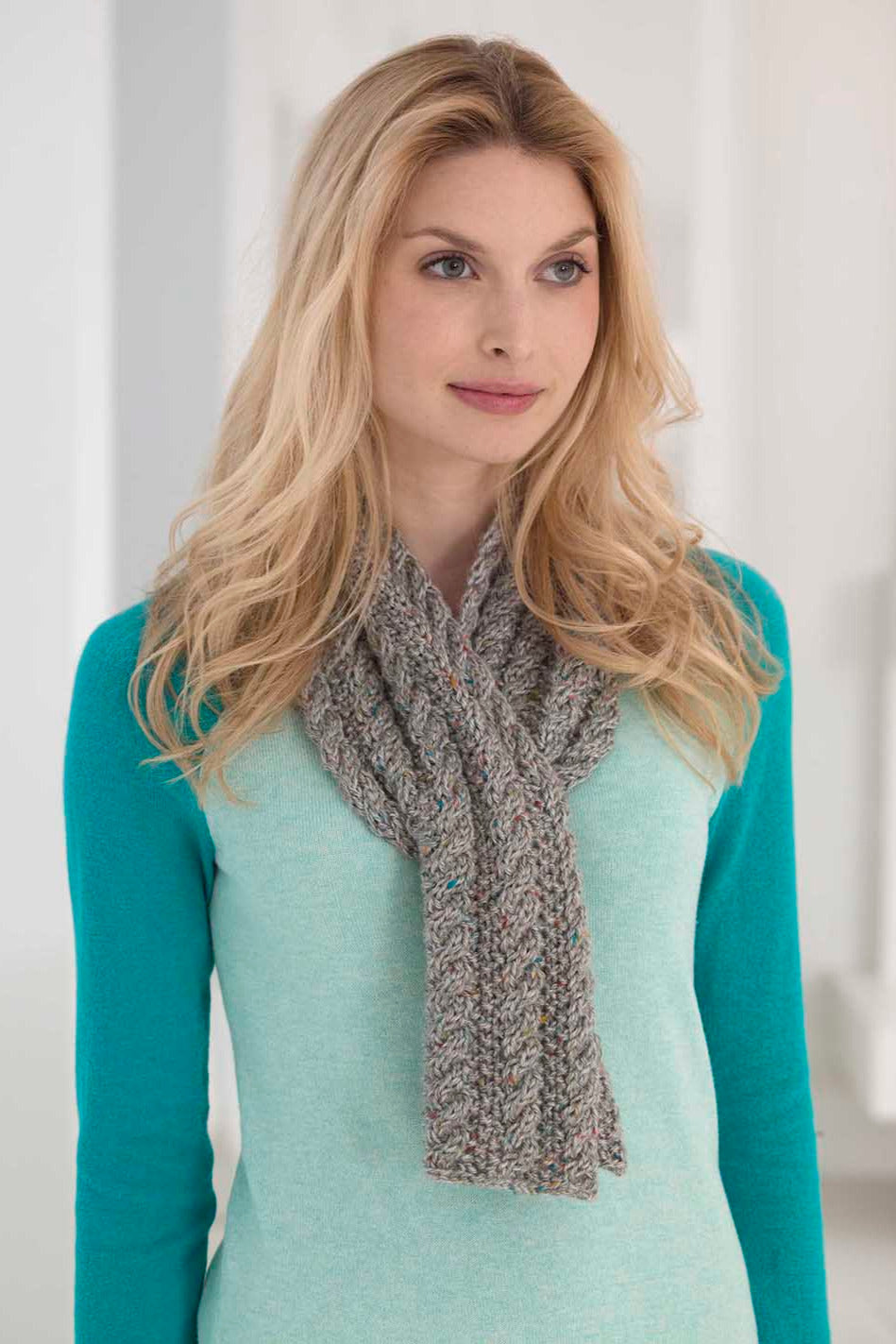 Cabled Tweed Scarf Pattern (Knit)