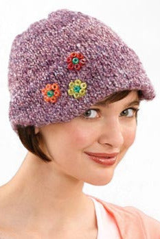 Cap with Little Beaded Flowers Pattern (Knit)