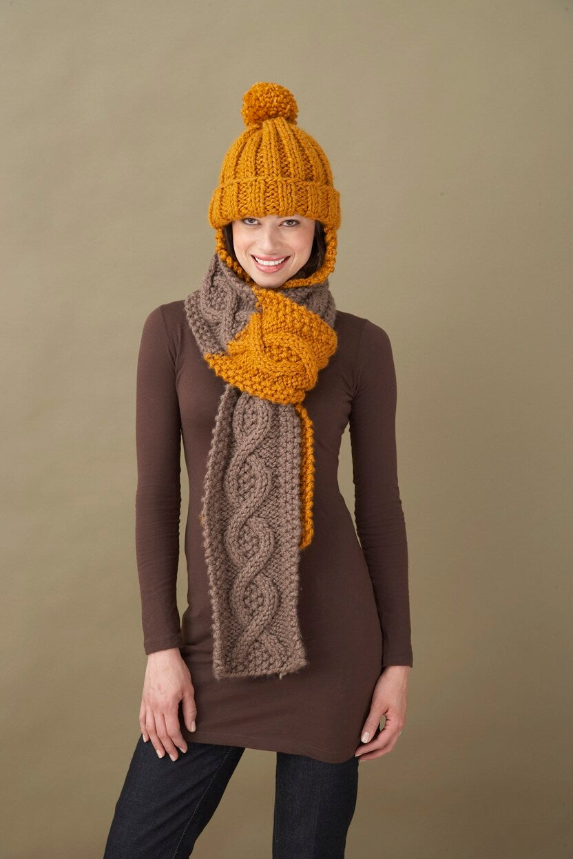 Knit Ribbed Earflap Hat Pattern (Knit)