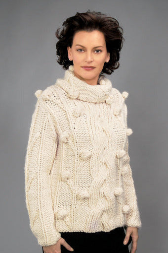 Knitted Chunky Cabled Bobble Sweater Pattern (Knit)
