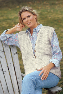 Knitted Long Patchwork Textured Vest Pattern (Knit)