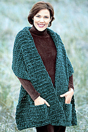 Knit or Crochet Plush Pocket Wrap