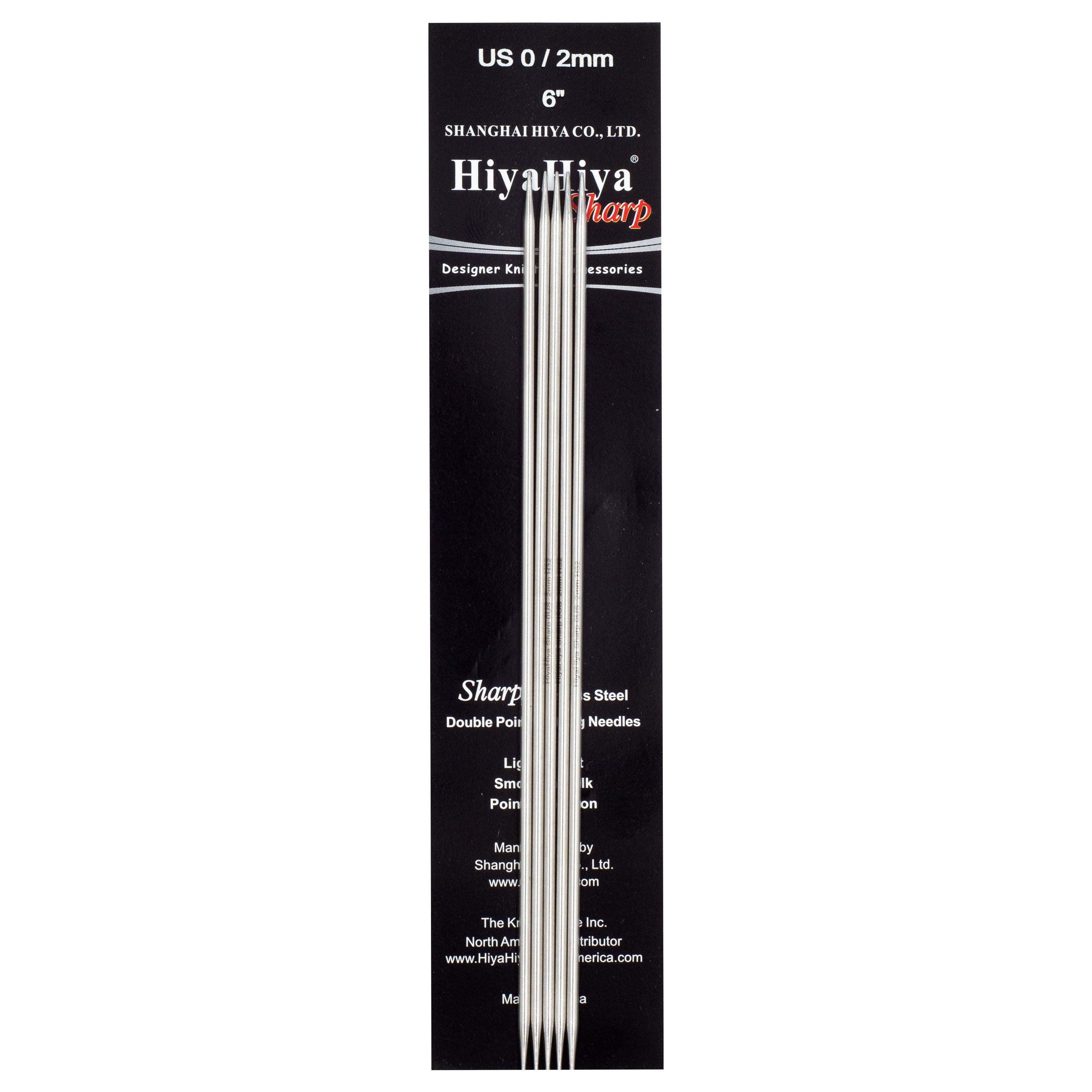 HiyaHiya Stainless Steel Double Point Needles 6" (Sizes 0 to 10)