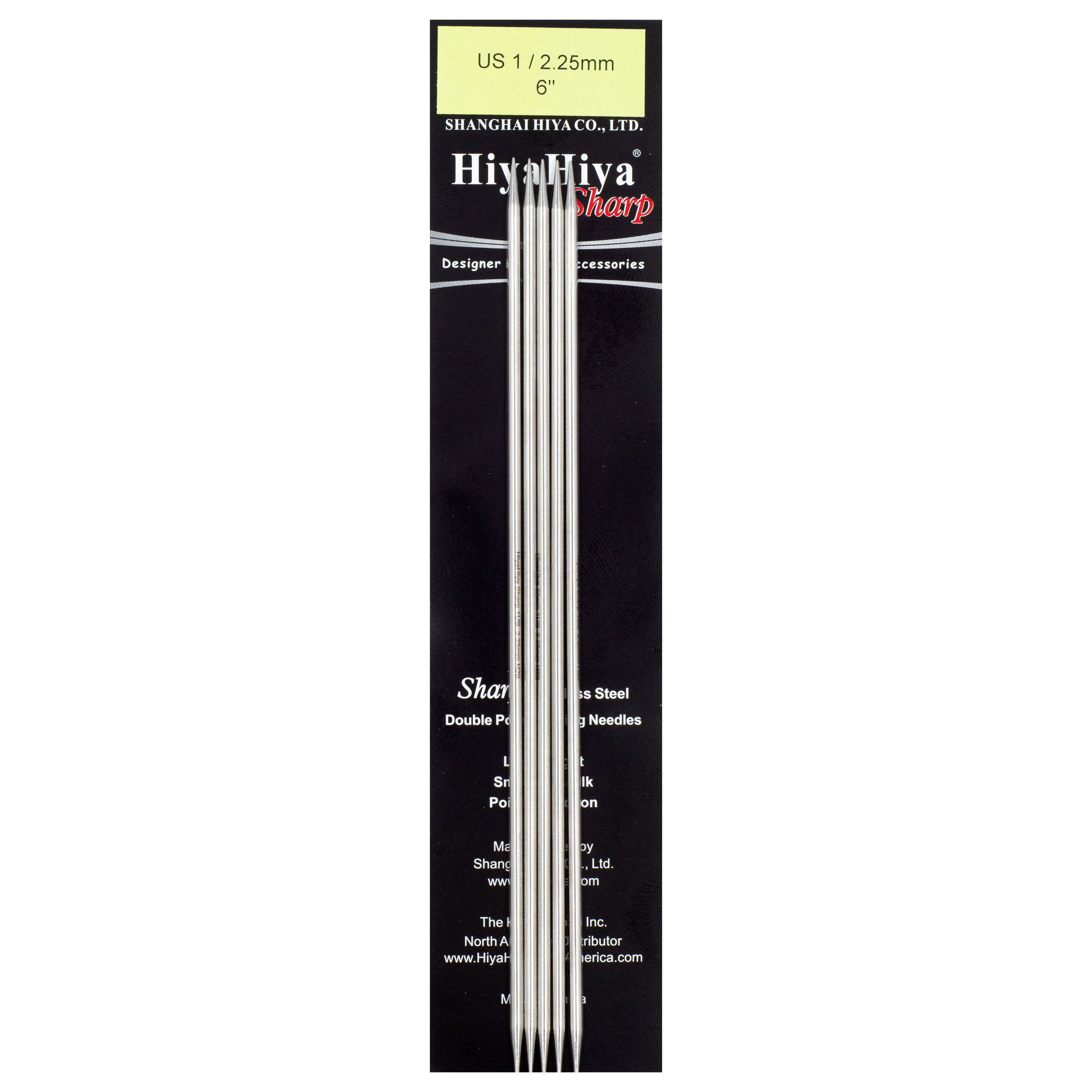 HiyaHiya Stainless Steel Double Point Needles 6" (Sizes 0 to 10)