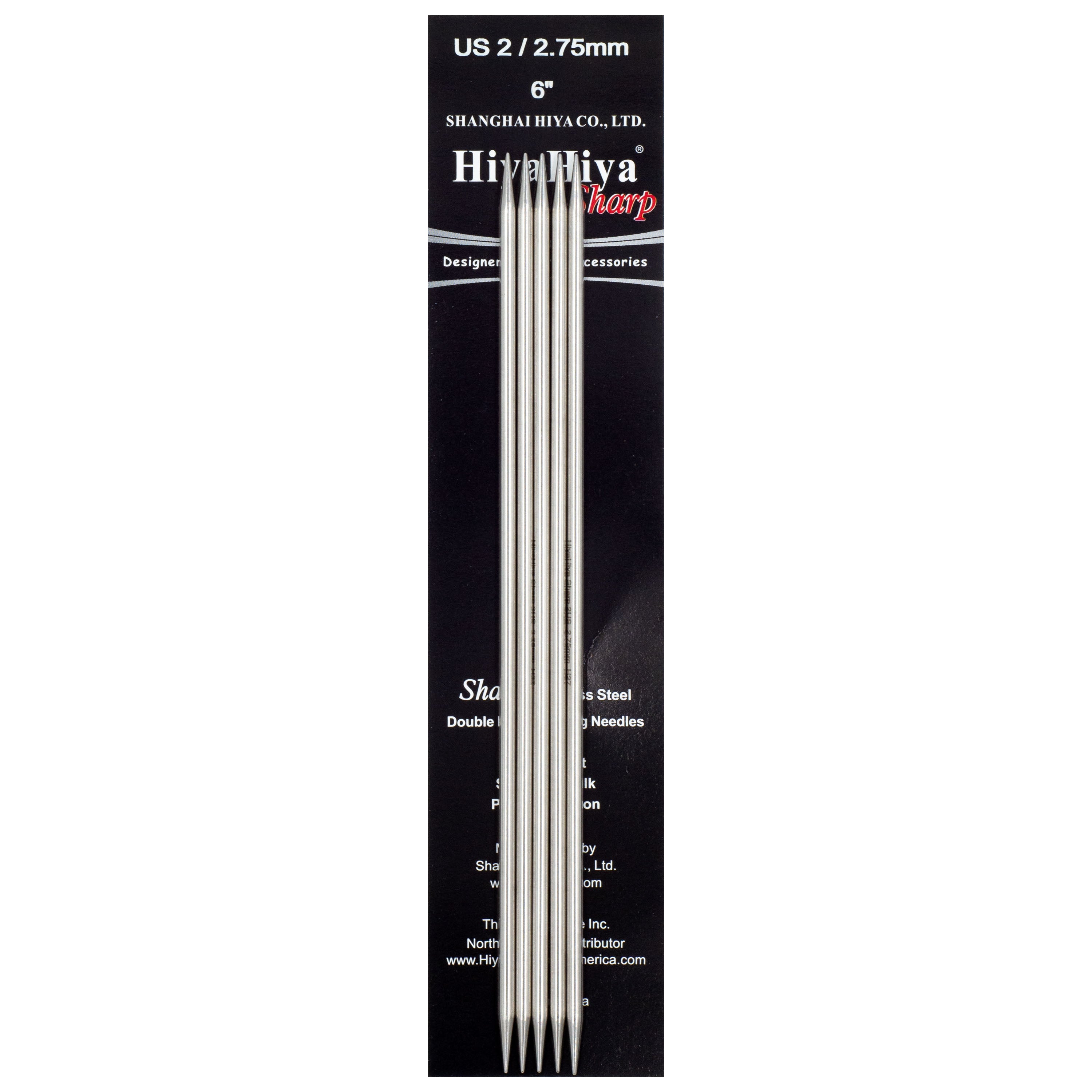 HiyaHiya Stainless Steel Double Point Needles 6" (Sizes 0 to 10)