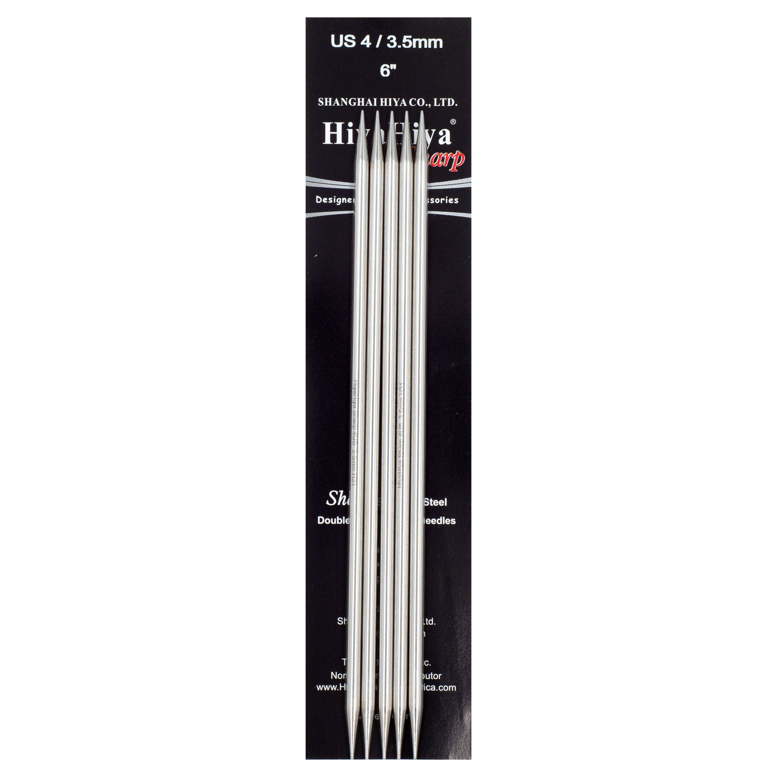 HiyaHiya Stainless Steel Double Point Needles 6" (Sizes 0 to 10)