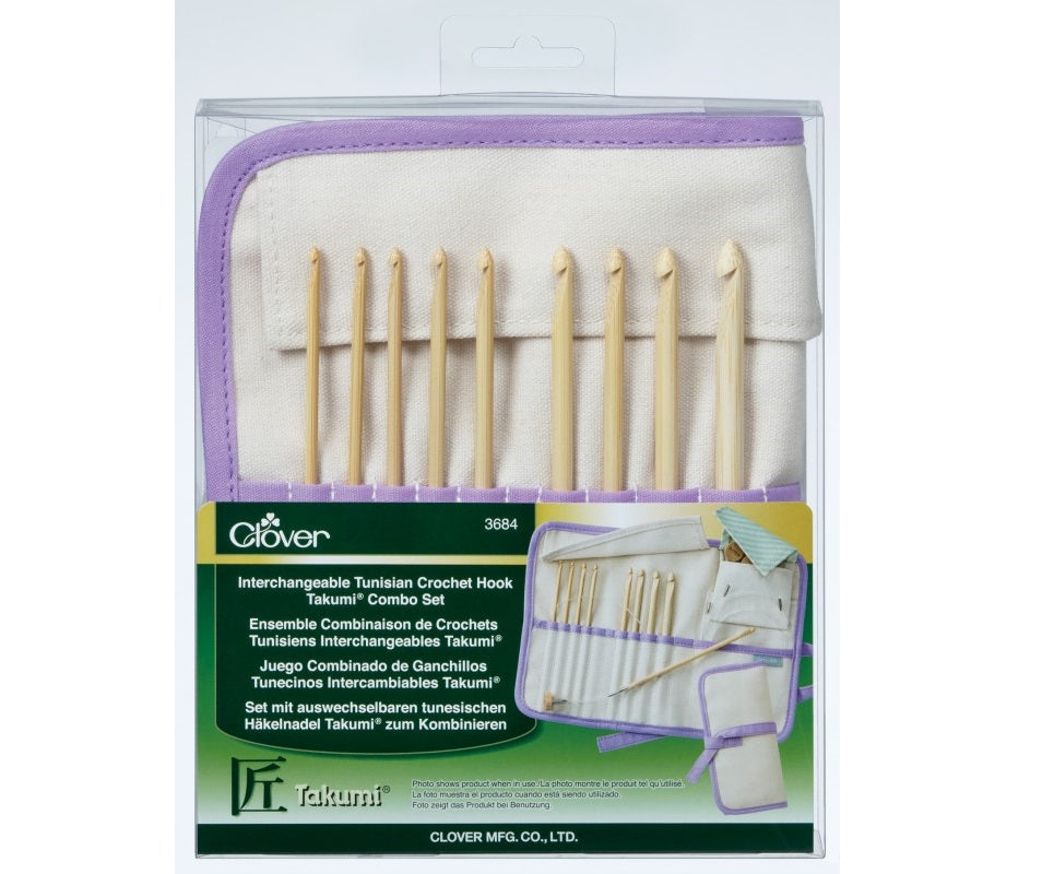 Clover Tunisian Crochet Hook Interchangeable Set (Sizes E to L)