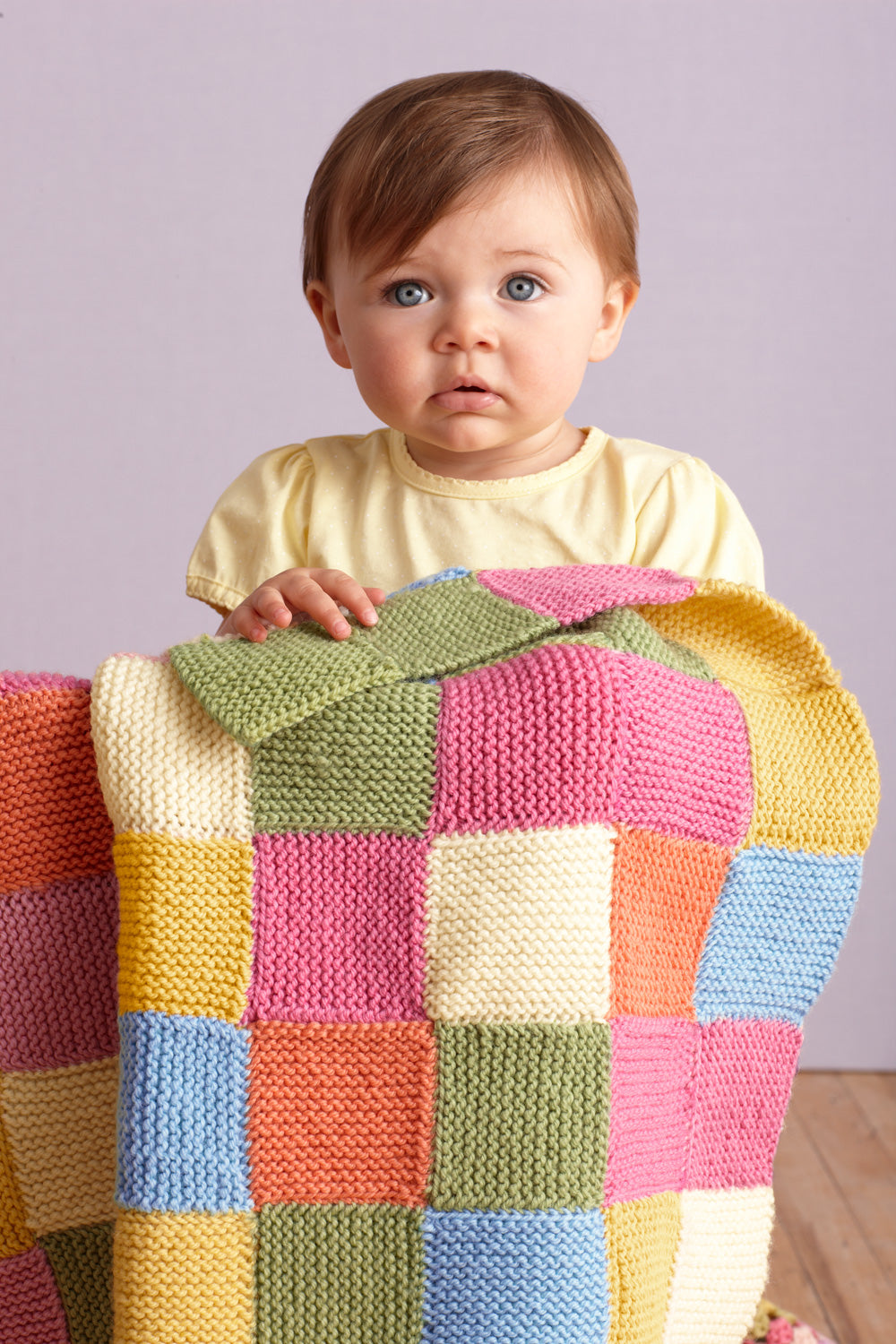 Bright Garter Patches Throw Pattern (Knit)