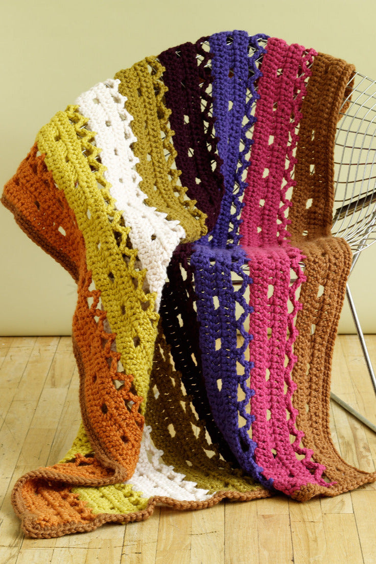 Lacy Strips Throw Pattern (Crochet)