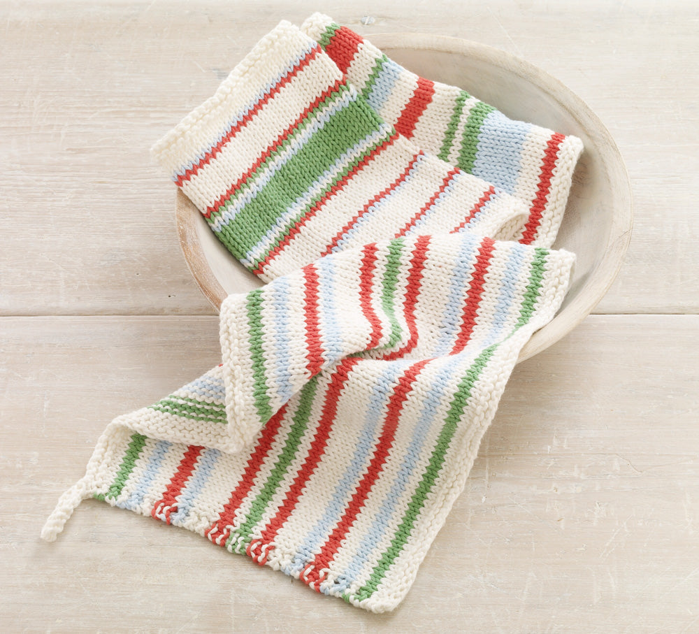 Knit Striped Dishcloths - Version 1