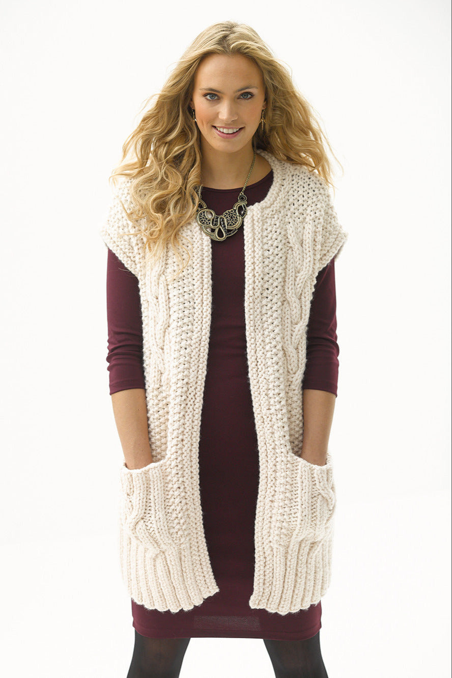 Cabled Topper With Pockets Pattern (Knit) - Version 2