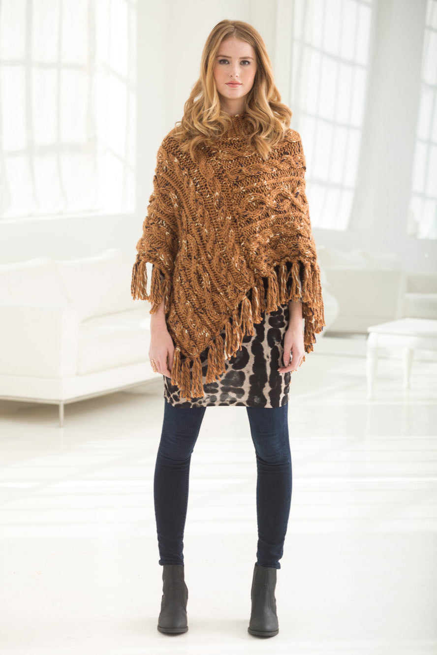 Cabled Rectangles Poncho (Knit)