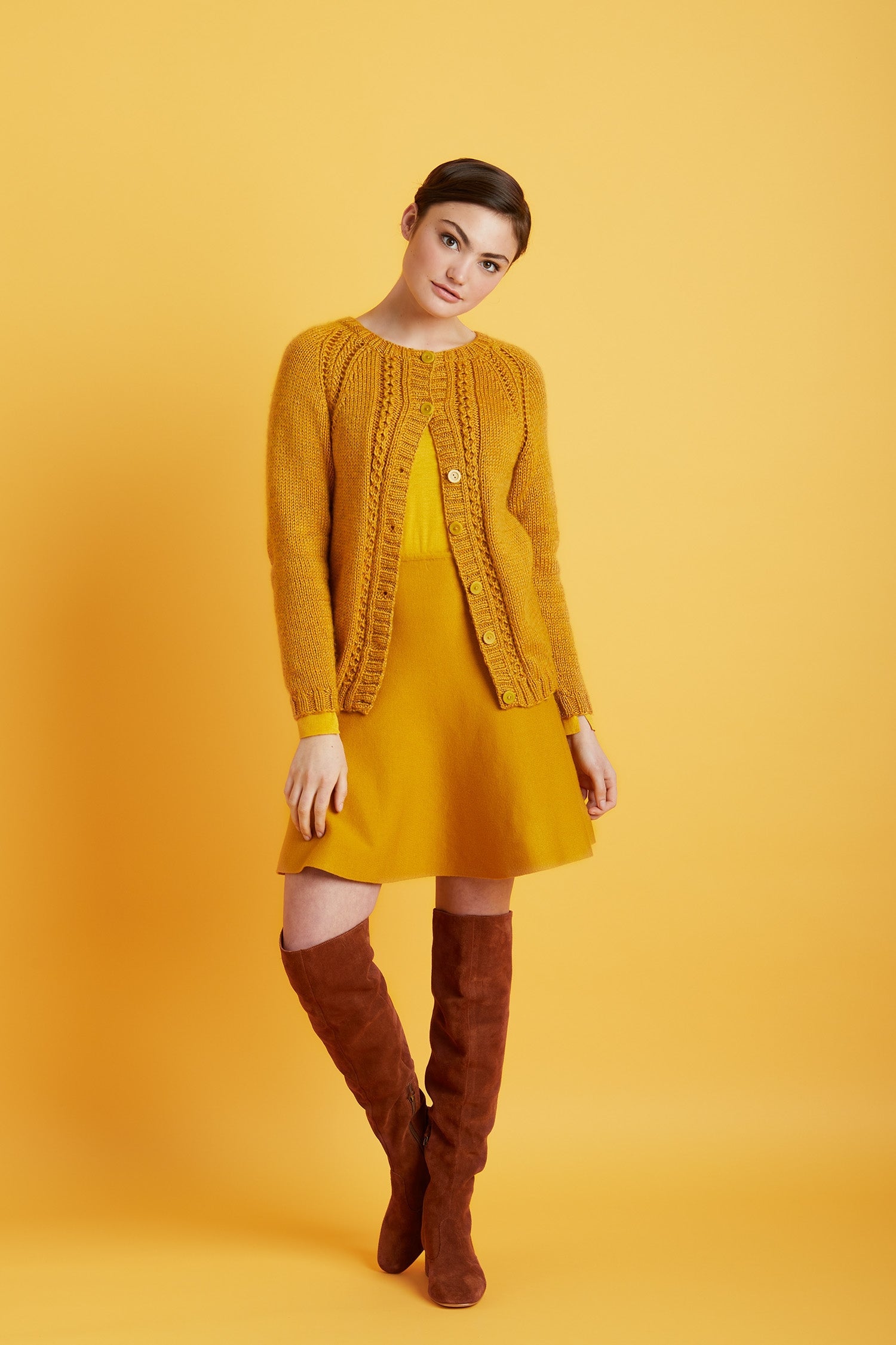 Cabled Raglan Cardigan (Knit)