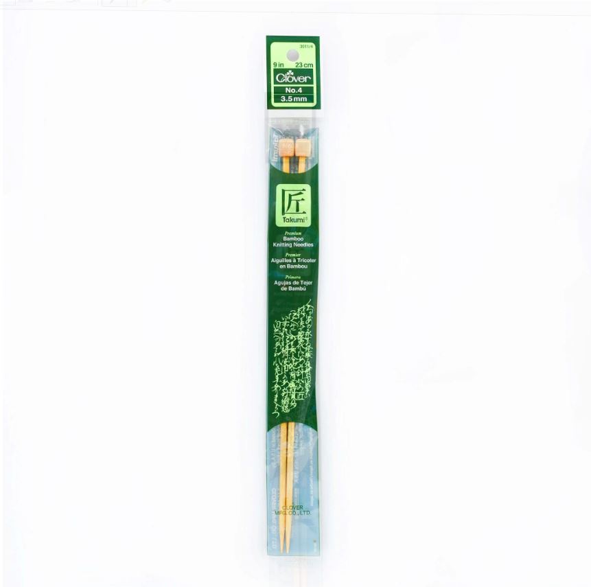 Clover Bamboo Knitting Needles 9" (Sizes 3 to 15)