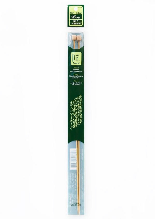 Clover Takumi Bamboo Knitting Needles 13” (Sizes 1 to 10)